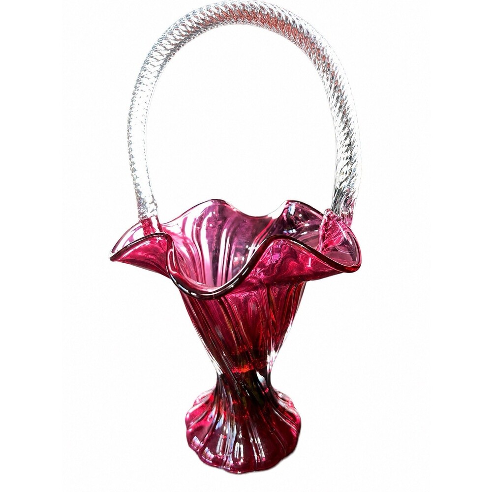 Fenton Art Glass Country Cranberry 11" Spiral Basket Beautiful